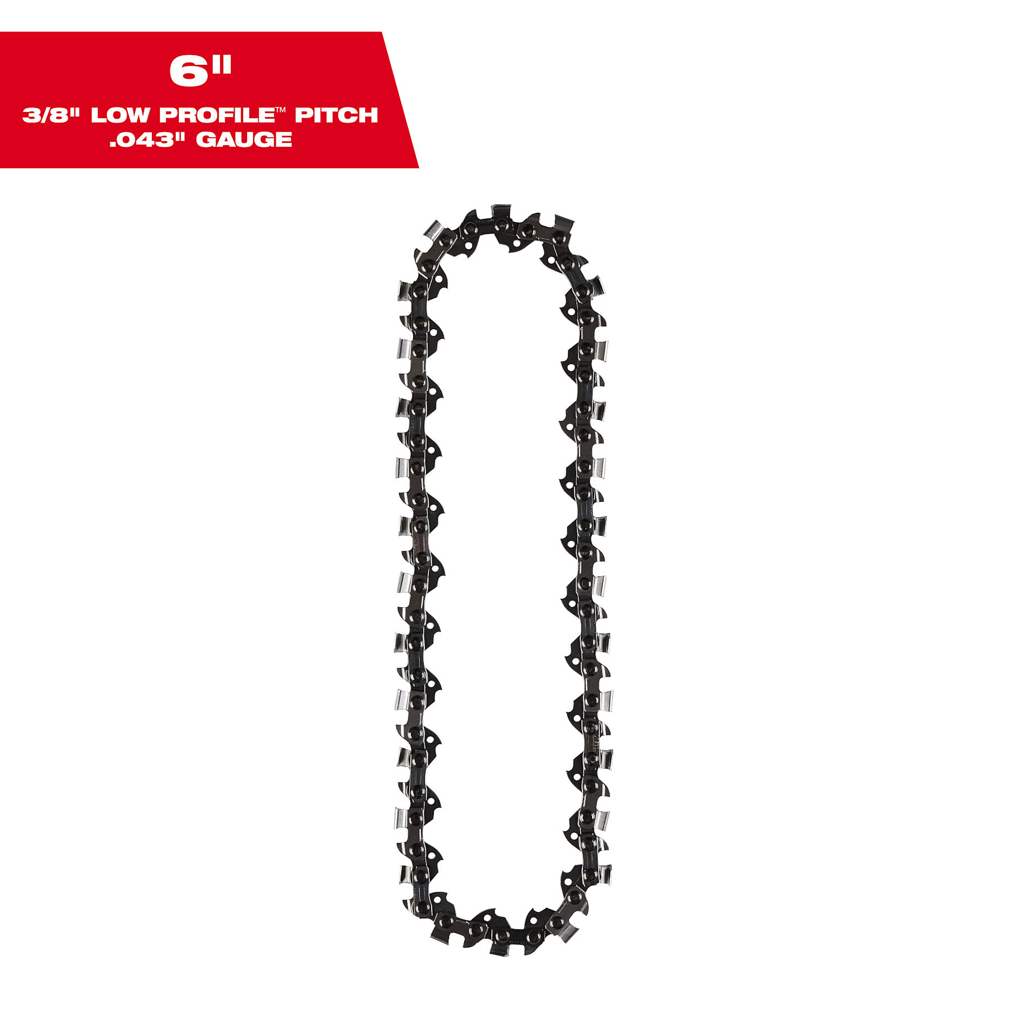 Milwaukee Saw Chain, Fits 6in. Bar, 3/8in. Chain Pitch, 0.043in. Chain Gauge, 28 Drive Links, Model# 49-16-2732
